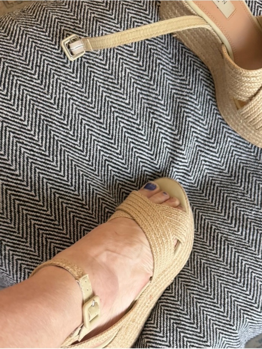 Steven By Steve Madden Beige Woven Espadrille Wedge Sandals